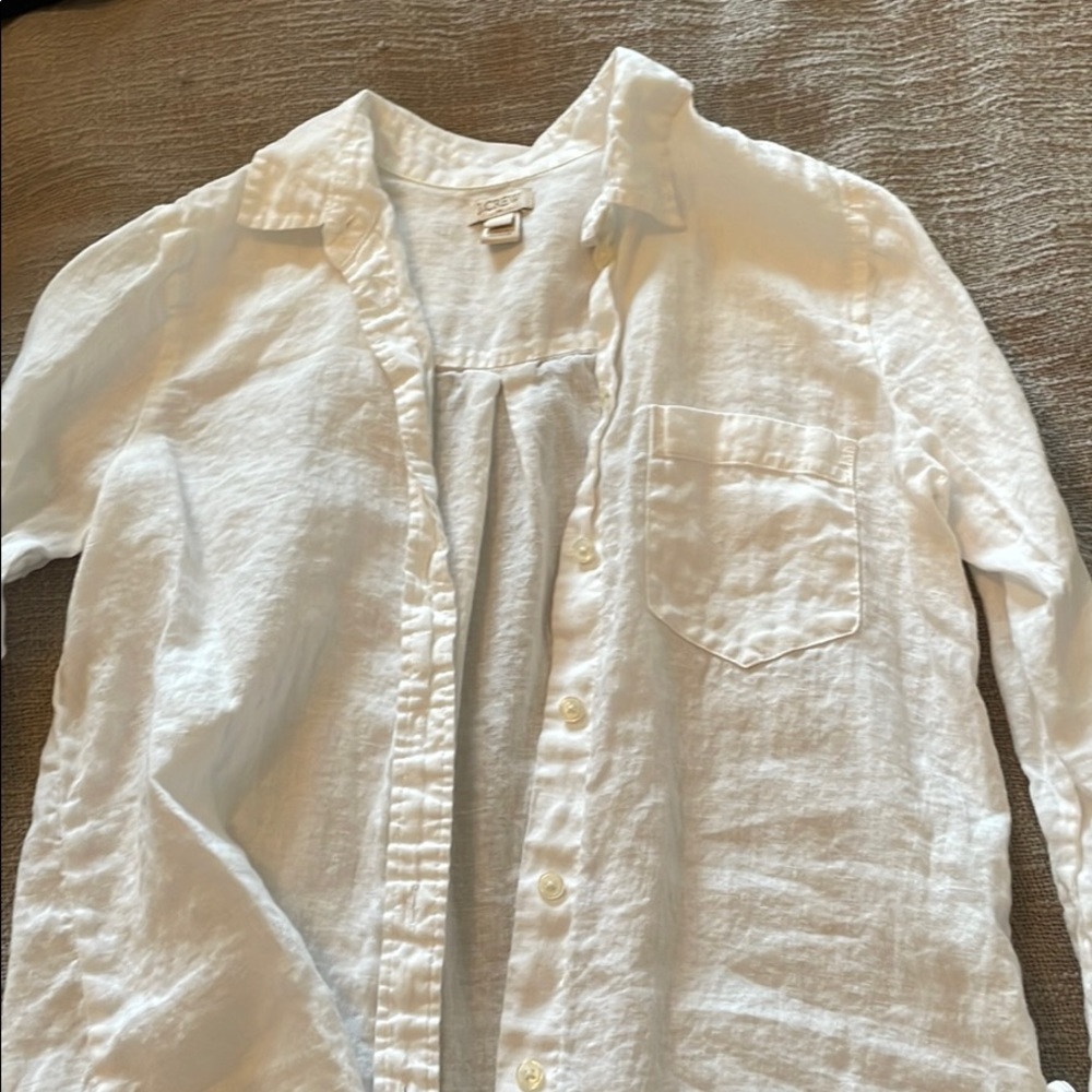 J Crew white linen button down